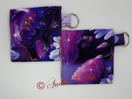 Pink floral keyring case