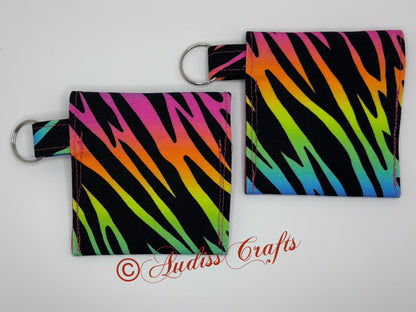 Rainbow Zebra keyring case