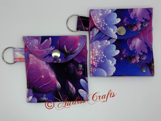 Pink floral keyring case